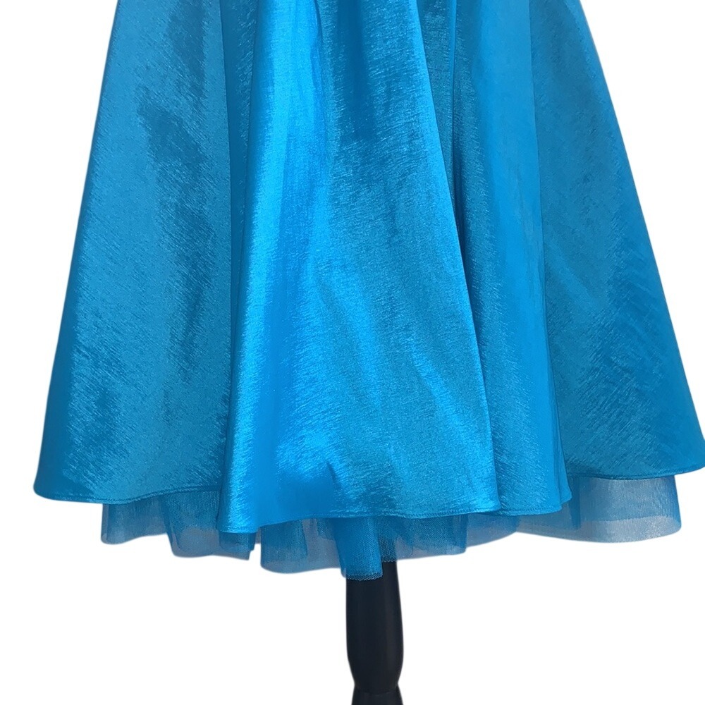 Aidan Mattox Turquoise Blue Pleated Sweetheart Fit and Flare Cocktail Dress 12 - Picture 4 of 6
